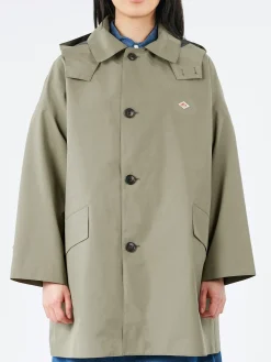 Danton - Women's 3-Layer Cloth Hooded Balmacaan Coat in Olive