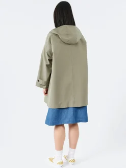 Danton - Women's 3-Layer Cloth Hooded Balmacaan Coat in Olive