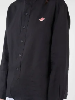 Danton - Women's Linen Band Collar L/S Shirt in Charcoal