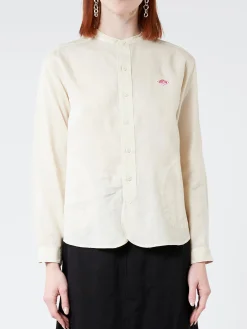 Danton - Women's Linen Band Collar L/S Shirt in Oyster