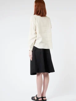 Danton - Women's Linen Band Collar L/S Shirt in Oyster