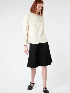 Danton - Women's Linen Band Collar L/S Shirt in Oyster