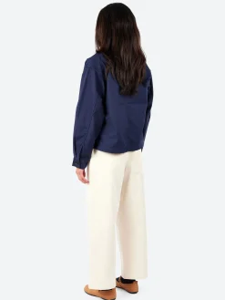 Danton - Women's Moleskin Wide Coverall Jacket in Navy