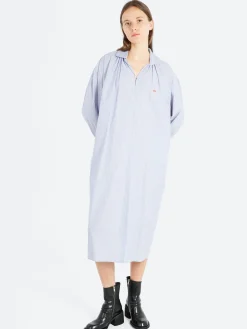 Danton - Women's Pullover Shirt Dress in Lt Blue Stripe