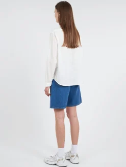 Danton - Women's Round Collar Pullover L/S Shirt in White