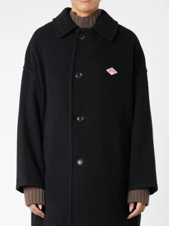 Danton - Women's Wool Light Pile Long Coat in Black