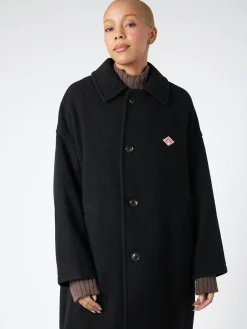 Danton - Women's Wool Light Pile Long Coat in Black