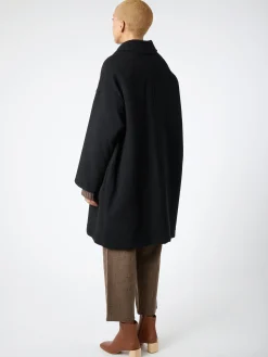 Danton - Women's Wool Light Pile Long Coat in Black