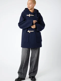 Danton - Women's Wool Light Pile Duffle Coat in Navy