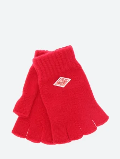 Danton - Wool Knit Fingerless Gloves in Red