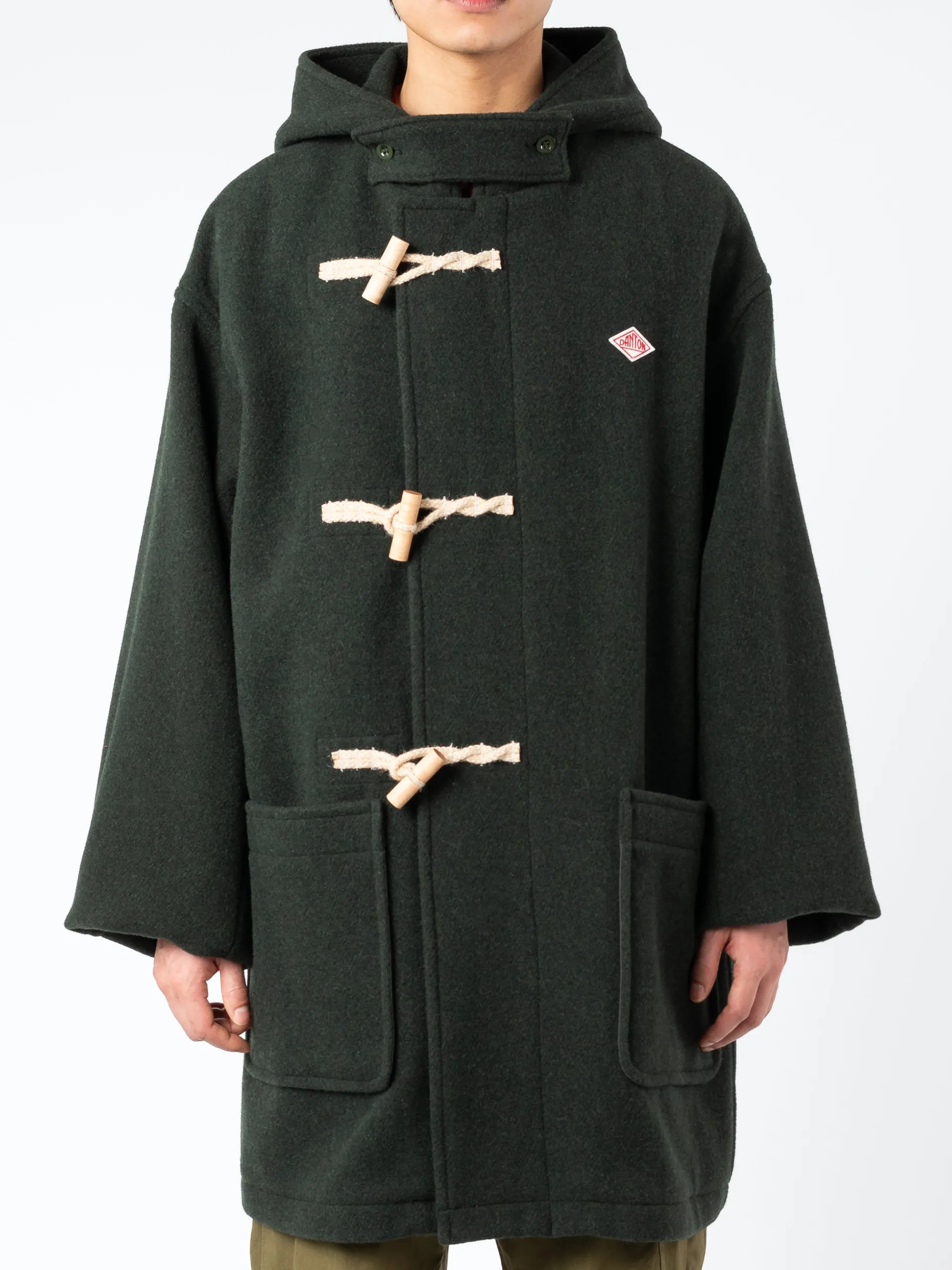 Danton - Wool Light Pile Duffle Coat in Moss Green