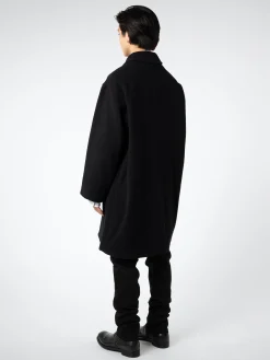 Danton - Wool Light Pile Long Coat in Black