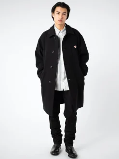 Danton - Wool Light Pile Long Coat in Black