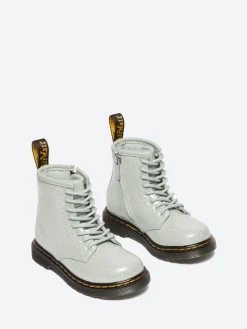 Dr. Martens - 1460 Glitter Toddler in Sage Green and Silver
