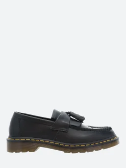 Dr. Martens - Adrian Yellow Stitch Tassel Loafers in Black Smooth