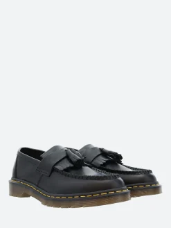 Dr. Martens - Adrian Yellow Stitch Tassel Loafers in Black Smooth