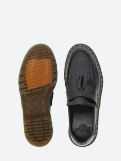 Dr. Martens - Adrian Yellow Stitch Tassel Loafers in Black Smooth