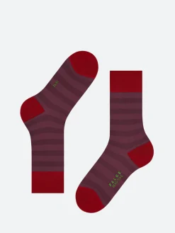 Falke - Sensitive Mapped Line Socks in Passion Red Stripe