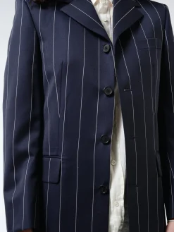 Filippa K - Wool Pinstripe Blazer in Navy/White