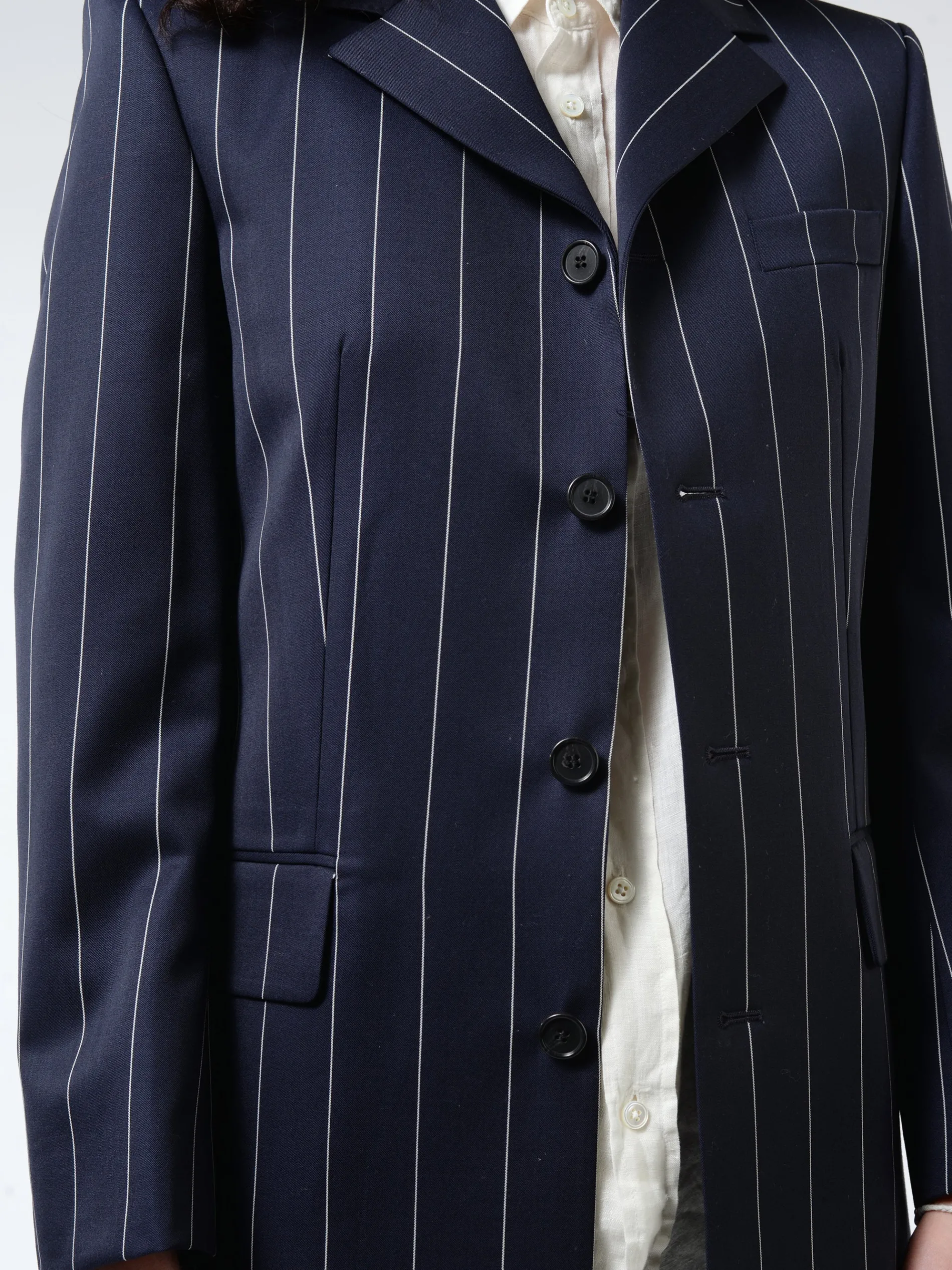 Filippa K - Wool Pinstripe Blazer in Navy/White