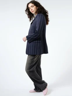 Filippa K - Wool Pinstripe Blazer in Navy/White