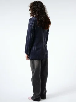 Filippa K - Wool Pinstripe Blazer in Navy/White