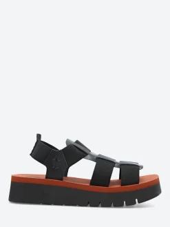 FLY London - Suki Samb Sandal in Black and Brick