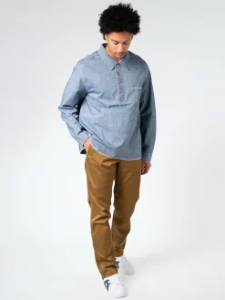 F.O.B. FACTORY - Chambray Pull-Over Shirt in Blue