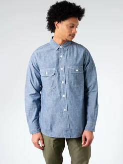 F.O.B. FACTORY - Chambray Work Shirt in Blue