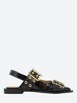 GANNI - Buckle Ballerina in Black