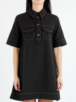 GANNI - Crepe Mini Dress in Black