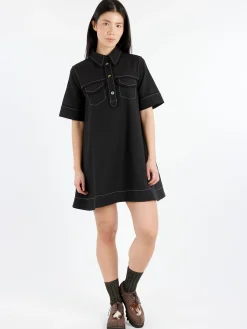 GANNI - Crepe Mini Dress in Black