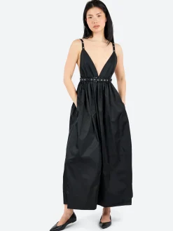 GANNI - Duchesse Strap Dress in Black