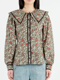 GANNI - Floral Printed Shirt in Black