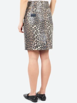 GANNI - Foil Print Denim Skirt in Leopard