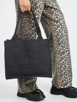 GANNI - Large Canvas Tote Bag in Phantom