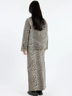 GANNI - Leopard Printed Denim Jacket