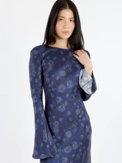 GANNI - Printed Mini Dress in Peacoat