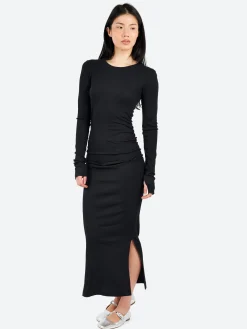 GANNI - Rib Long Dress in Black