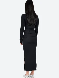 GANNI - Rib Long Dress in Black