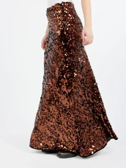 GANNI - Sequins Maxi Skirt in Bitter Chocolate