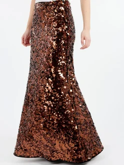 GANNI - Sequins Maxi Skirt in Bitter Chocolate