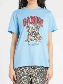 GANNI - Tiger T-Shirt in Blue