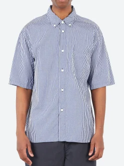 Gingham Check Short Sleeve Button Down Collar Shirt