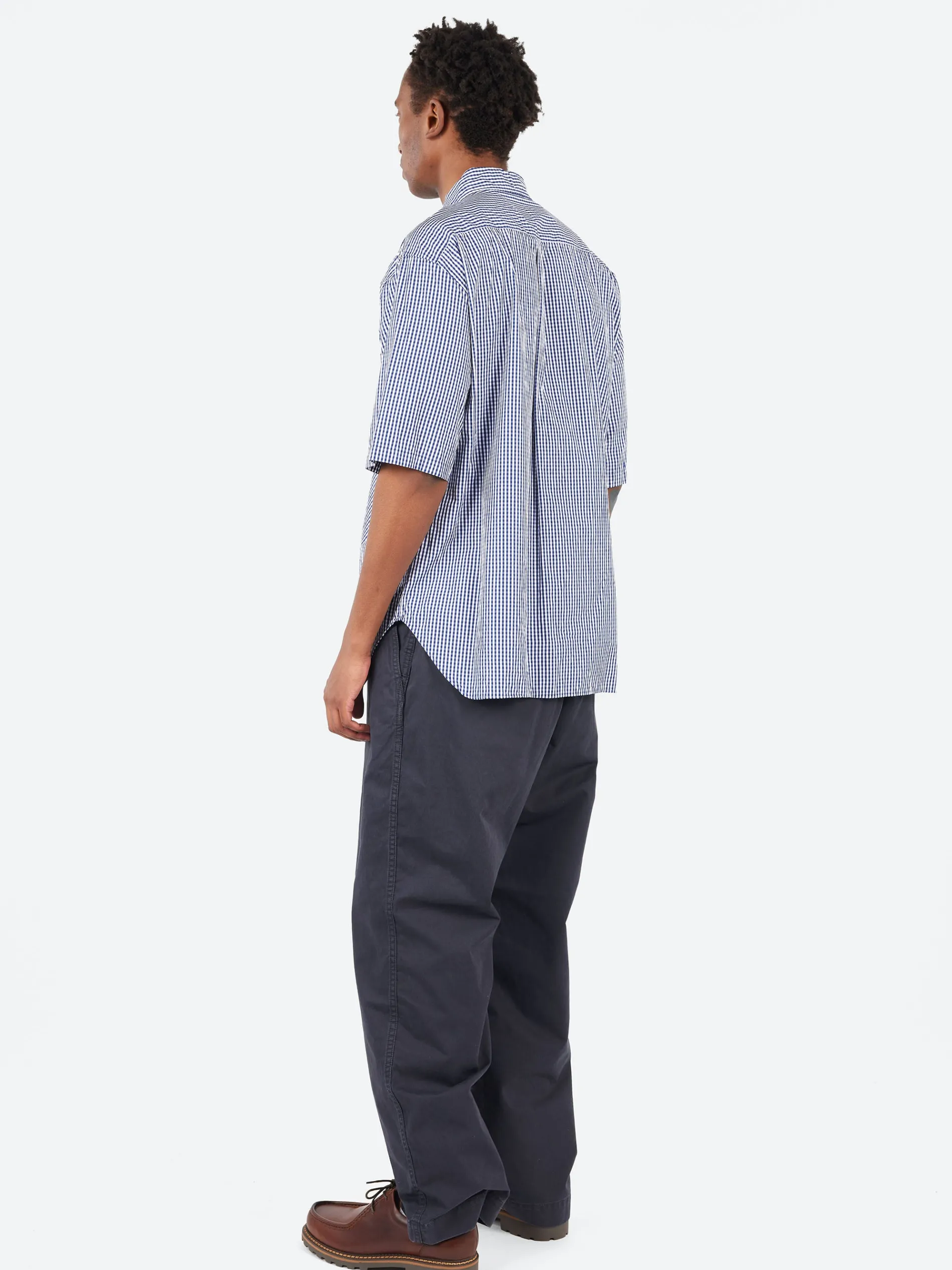 Gingham Check Short Sleeve Button Down Collar Shirt