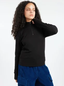Girls of Dust - Zipper Pull Over Sweater in Black