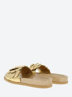 gravitypope - Anata Slide Sandals in Oro Laser Laminato