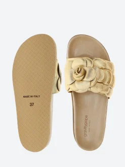 gravitypope - Anata Slide Sandals in Oro Laser Laminato