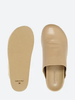gravitypope - Grace Mules in Nude Nappa and Miele Suol