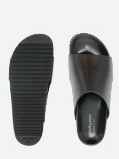 gravitypope - Hope Slide Sandals in Nero Nappa and Nero